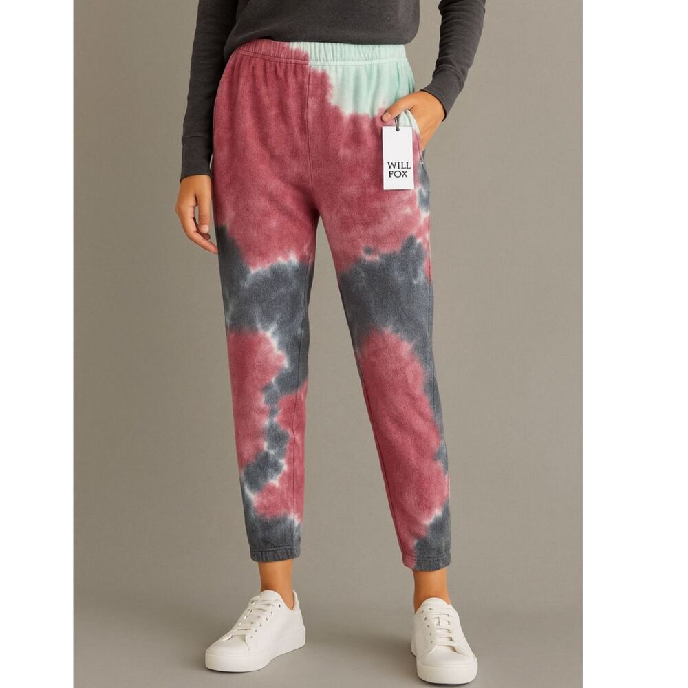 NWT Wildfox Tie-Dye Slim Leg Sweatpants w/ Banded Waist Pockets Elastic Cuffs M